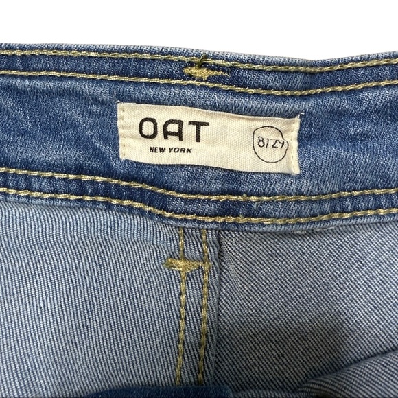 OAT New York High Waisted Patch Pocket Wode Leg Raw Hem Jeans size 8 / 29 - Picture 4 of 8